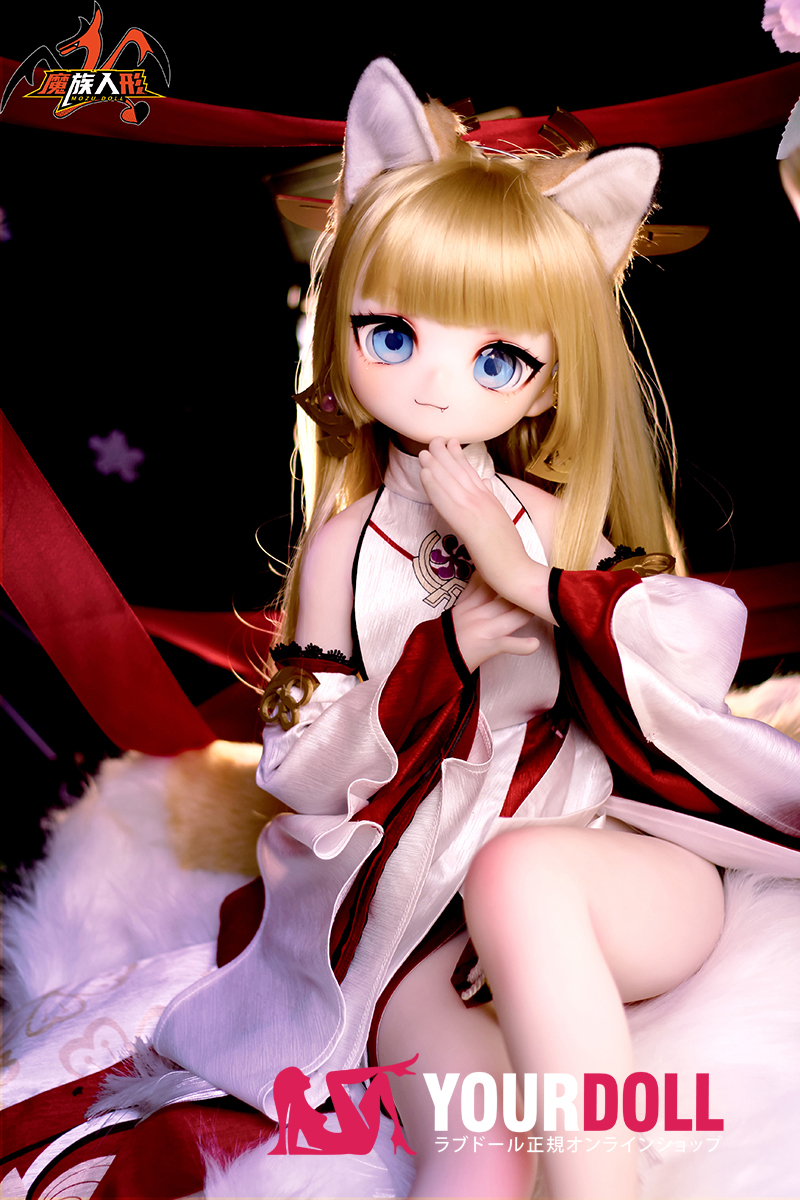 MOZU きつねちゃん(小狐狸) 85cm 小胸 6kg 肌色&瞳色&ウィッグ&メイク&衣装は画像と同じ ビニールヘッド+TPEボディ ラブドール - 画像 (1)