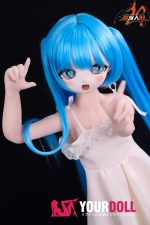 MOZU 芙芙 85cm 小胸 6kg 3Dの口と一体式の舌内蔵 肌色＆瞳色＆ウィッグ＆メイク＆衣装は画像と同じ  ビニールヘッド+TPEボディエルフ ラブドール - 画像 (8)
