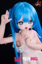 MOZU 芙芙 85cm 小胸 6kg 3Dの口と一体式の舌内蔵 肌色＆瞳色＆ウィッグ＆メイク＆衣装は画像と同じ  ビニールヘッド+TPEボディエルフ ラブドール - 画像 (10)