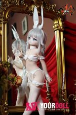 MOZU 白兔 85cm 小胸 6kg 肌色＆瞳色＆ウィッグ＆メイク＆衣装は画像と同じ ビニールヘッド+TPEボディ ラブドール - 画像 (7)