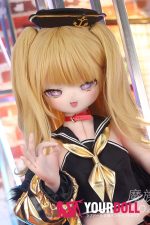 MOZU Betti 小胸 141cm 23kg 画像通りの仕様付き ビニール製のヘッド+TPEボディ 猫口 目が星 アニメドール - 画像 (2)