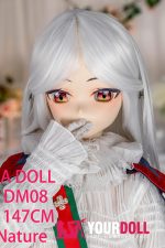 GUAVADOLL DM08 147cm Cカップ ノーマル肌  手描きメイク ビニール製のヘッド 白髪 優しい 綺麗 ラブドール - 画像 (4)