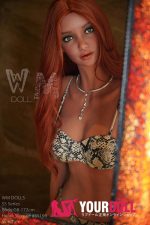 WM Dolls Sally #SS196 172cm Fカップ 顎機能付き ブラウン肌 シリコンヘッド+S-TPEボディ 長身 外人 赤髪 ラブドール - 画像 (6)