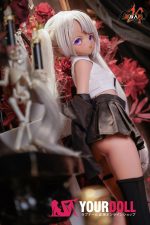 MOZU 小七 85cm 小胸 6kg 日焼け肌 画像通りの仕様 ビニールヘッド+TPEボディ 小悪魔系 エルフ耳 八重歯 アニメドール 新品 - 画像 (5)