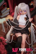 MOZU 小七 85cm 小胸 6kg 日焼け肌 画像通りの仕様 ビニールヘッド+TPEボディ 小悪魔系 エルフ耳 八重歯 アニメドール 新品 - 画像 (2)