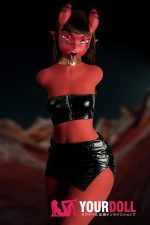 Climax Meru #877 110cm Aカップ Red肌 トルソー シリコンヘッド+TPEボディ 普通胸&ボディメイク付き 人外 半身ラブドール 即納新品 - 画像 (8)