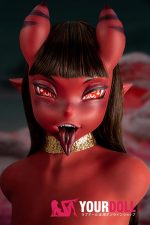 Climax Meru #877 110cm Aカップ Red肌 トルソー シリコンヘッド+TPEボディ 普通胸&ボディメイク付き 人外 半身ラブドール 即納新品 - 画像 (4)