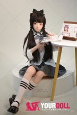 Fudoll 環奈 #J008 136cm Aカップ シリコンヘッド+TPEボディ 顎機能追加可 可愛い 貧乳 愛嬌 ラブドール - 画像 (24)
