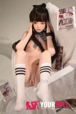 Fudoll 環奈 #J008 136cm Aカップ シリコンヘッド+TPEボディ 顎機能追加可 可愛い 貧乳 愛嬌 ラブドール - 画像 (6)