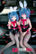 CroissantDoll(羊角社Doll) #B03 155cm デカールメイク ビニール製のヘッド ホワイト肌 バニーガール ハート目 エロ 同じ服購入可 ラブドール - 画像 (10)