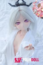 CroissantDoll(羊角社Doll) #B04 141cm 手描きメイク ビニール製のヘッド ホワイト肌 白髪 ちっぱい 同じ服購入可 ラブドール