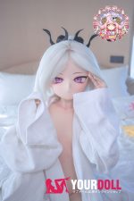 CroissantDoll(羊角社Doll) #B04 141cm 手描きメイク ビニール製のヘッド ホワイト肌 白髪 ちっぱい 同じ服購入可 ラブドール - 画像 (2)