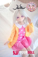 CroissantDoll(羊角社Doll) #B04 141cm 手描きメイク ビニール製のヘッド ホワイト肌 白髪 クール系 同じ服購入可 ラブドール - 画像 (2)
