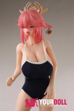 Otaku Doll 65cm 3KG 1穴あり ビニール製のヘッド+シリコンボディ 三種類の顔あり 画像通りの服x2付き 巫女 巨乳 アへ顔 オナホール - 画像 (7)
