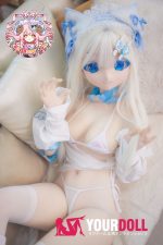 CroissantDoll(羊角社Doll) #B04 155cm-plus デカールメイク ビニール製のヘッド ホワイト肌 猫娘 同じ服購入可 ラブドール - 画像 (4)