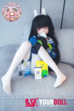 CroissantDoll(羊角社Doll) #B02 141cm 手描きメイク ビニール製のヘッド ホワイト肌 ウサギちゃん タレ目 弱気 3種類の衣装付き 制服 プレミアム仕様 アニメドール 新品 お買い得 - 画像 (2)