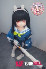CroissantDoll(羊角社Doll) #B02 141cm 手描きメイク ビニール製のヘッド ホワイト肌 ウサギちゃん タレ目 弱気 3種類の衣装付き 制服 プレミアム仕様 アニメドール 新品 お買い得 - 画像 (4)