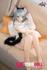 MOZU 薄荷 141cm 大胸 画像通りの仕様付き ビニール製のヘッド+TPEボディ 猫娘 萌え 猫口 アニメドール 新品 - 画像 (11)