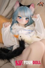 MOZU 薄荷 141cm 大胸 画像通りの仕様付き ビニール製のヘッド+TPEボディ 猫娘 萌え 猫口 アニメドール 新品 - 画像 (5)