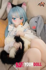 MOZU 薄荷 141cm 大胸 画像通りの仕様付き ビニール製のヘッド+TPEボディ 猫娘 萌え 猫口 アニメドール 新品 - 画像 (6)