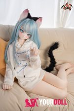 MOZU 薄荷 141cm 大胸 画像通りの仕様付き ビニール製のヘッド+TPEボディ 猫娘 萌え 猫口 アニメドール 新品 - 画像 (2)