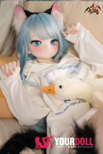 MOZU 薄荷 141cm 大胸 画像通りの仕様付き ビニール製のヘッド+TPEボディ 猫娘 萌え 猫口 アニメドール 新品 - 画像 (7)